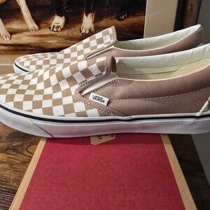 VANS Classic Checkerboard Slip-On Warm Taupe Brown VN000D6YE2V Men's Sz 10 NEW